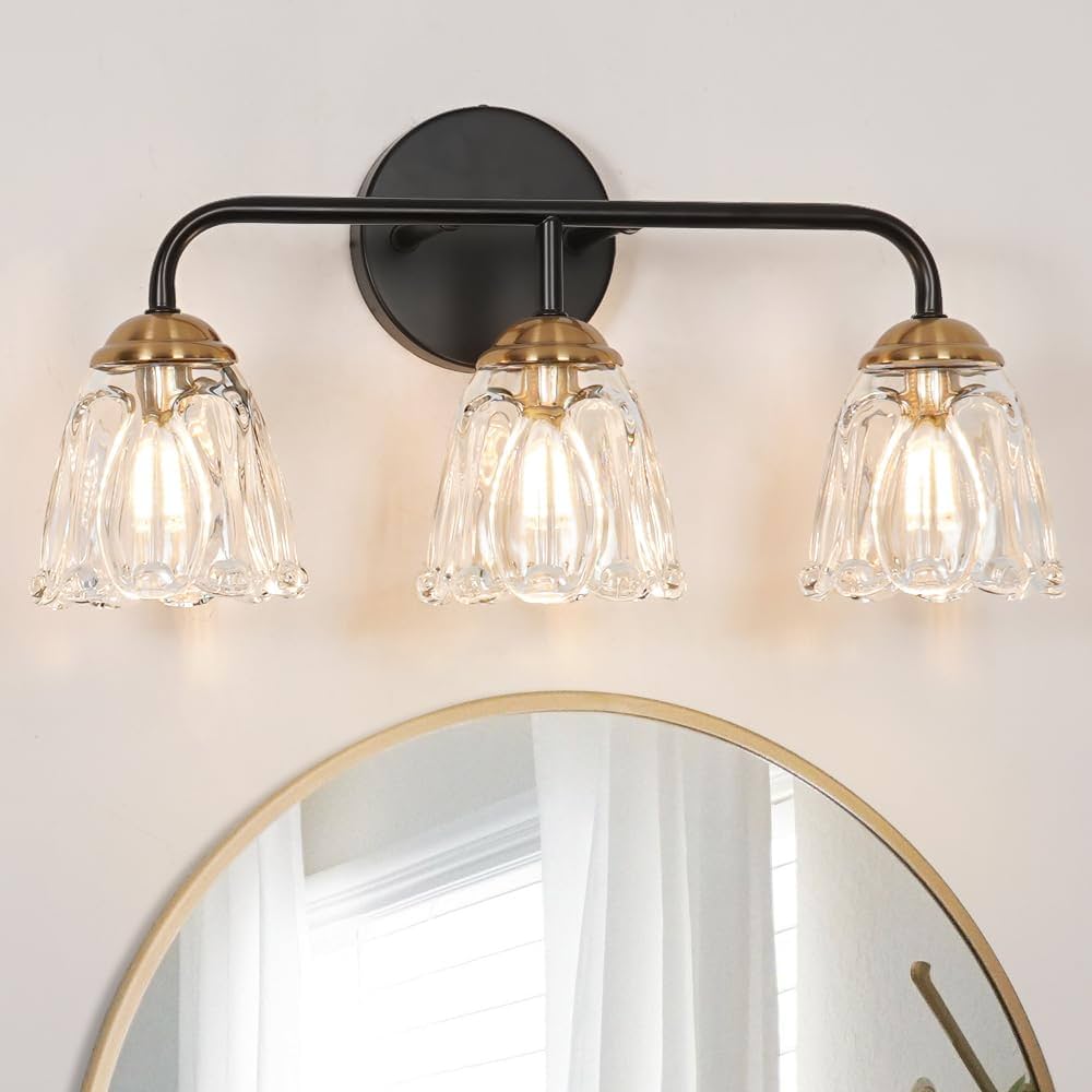 Nataliaページ Daunton Vintage 3 Light Vanity Light, Black and Gold